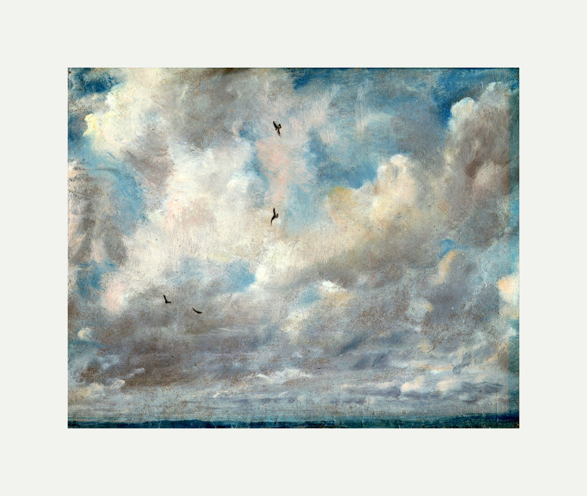 John Constable Print, Cloud Study (ca with an off-white border for rolled canvas