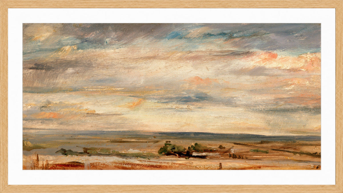 John Constable Print, Cloud Study, Early Morning, Looking East from Hampstead (1821) in an oak frame