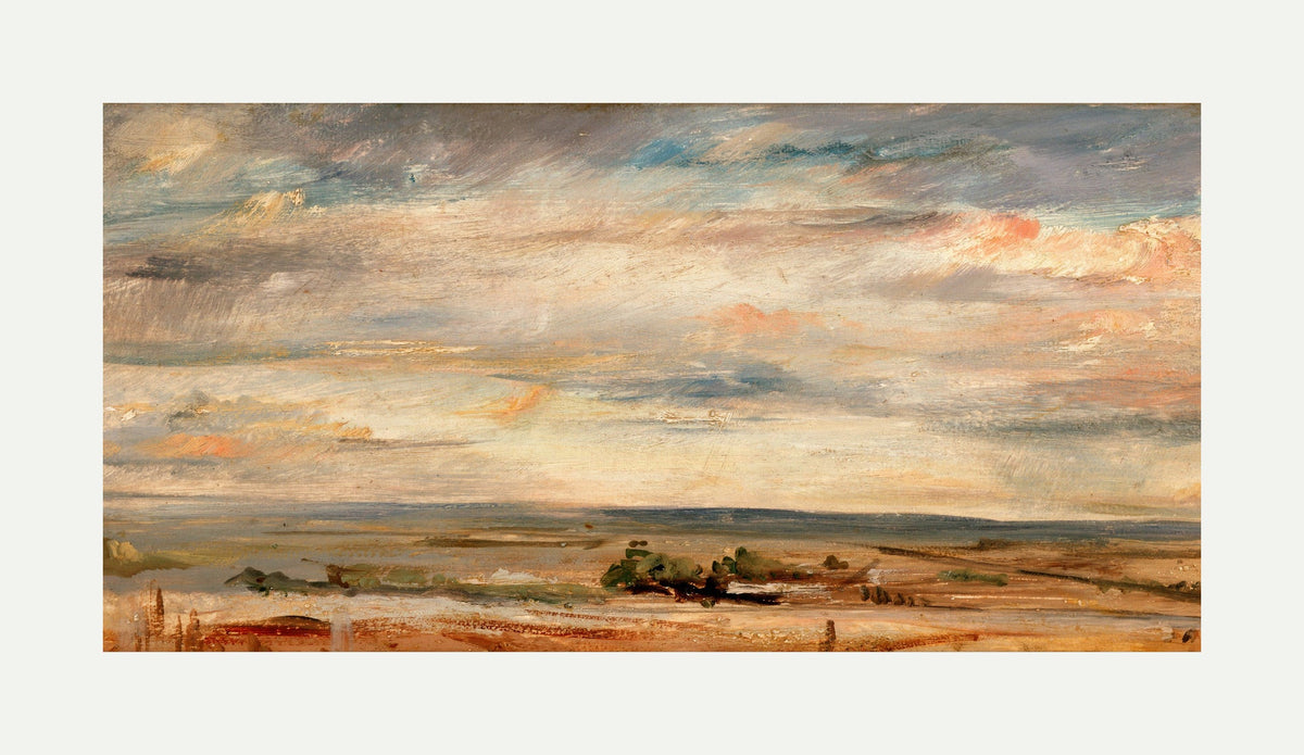 John Constable Print, Cloud Study, Early Morning, Looking East from Hampstead (1821) with an off-white border for rolled canvas
