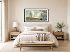 John Constable Print, Cloud Study, possibly over Harnham Ridge displayed above a bed