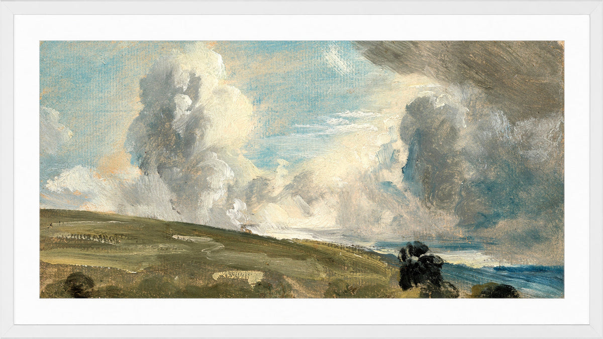 John Constable Print, Cloud Study, possibly over Harnham Ridge in a white frame