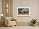 John Constable Print, Cloud Study – Stormy Sunset (1821-1822) displayed in an Art Deco interior