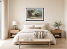 John Constable Print, Cloud Study – Stormy Sunset (1821-1822) displayed above a bed