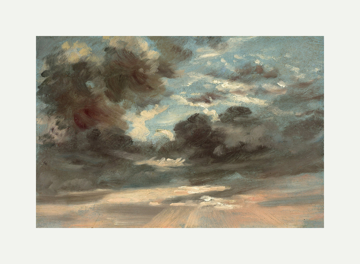 John Constable Print, Cloud Study – Stormy Sunset (1821-1822) with an off-white border for rolled canvas