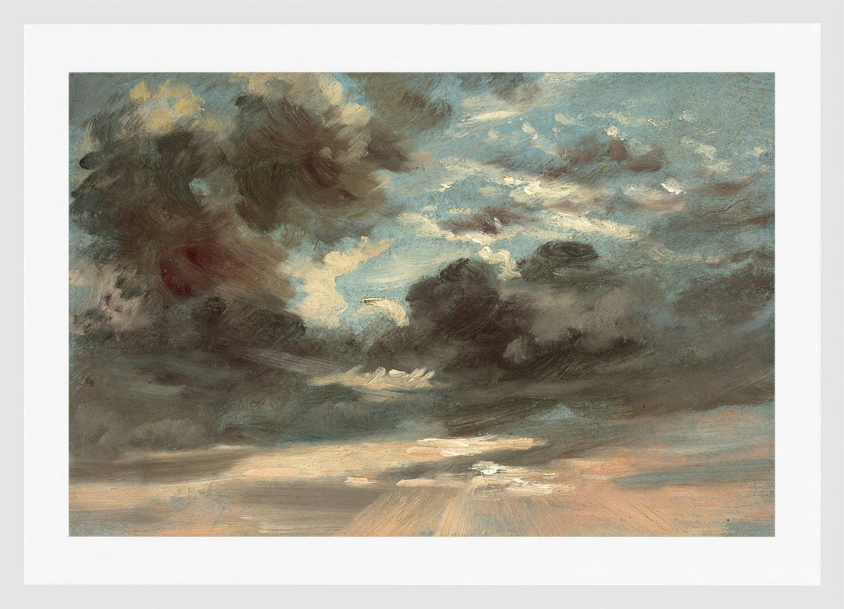 John Constable Print, Cloud Study – Stormy Sunset (1821-1822) in a white frame