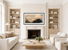 John Constable Print, Cloud Study with Trees (1821) displayed in a Scandinavian living room