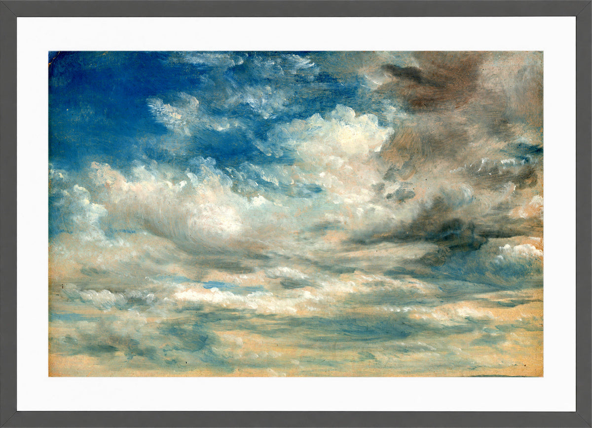 John Constable Print, Clouds in a dark grey frame