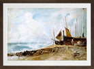 John Constable Print, Coast Scene Near Brighton (1824-1828) in a brown frame