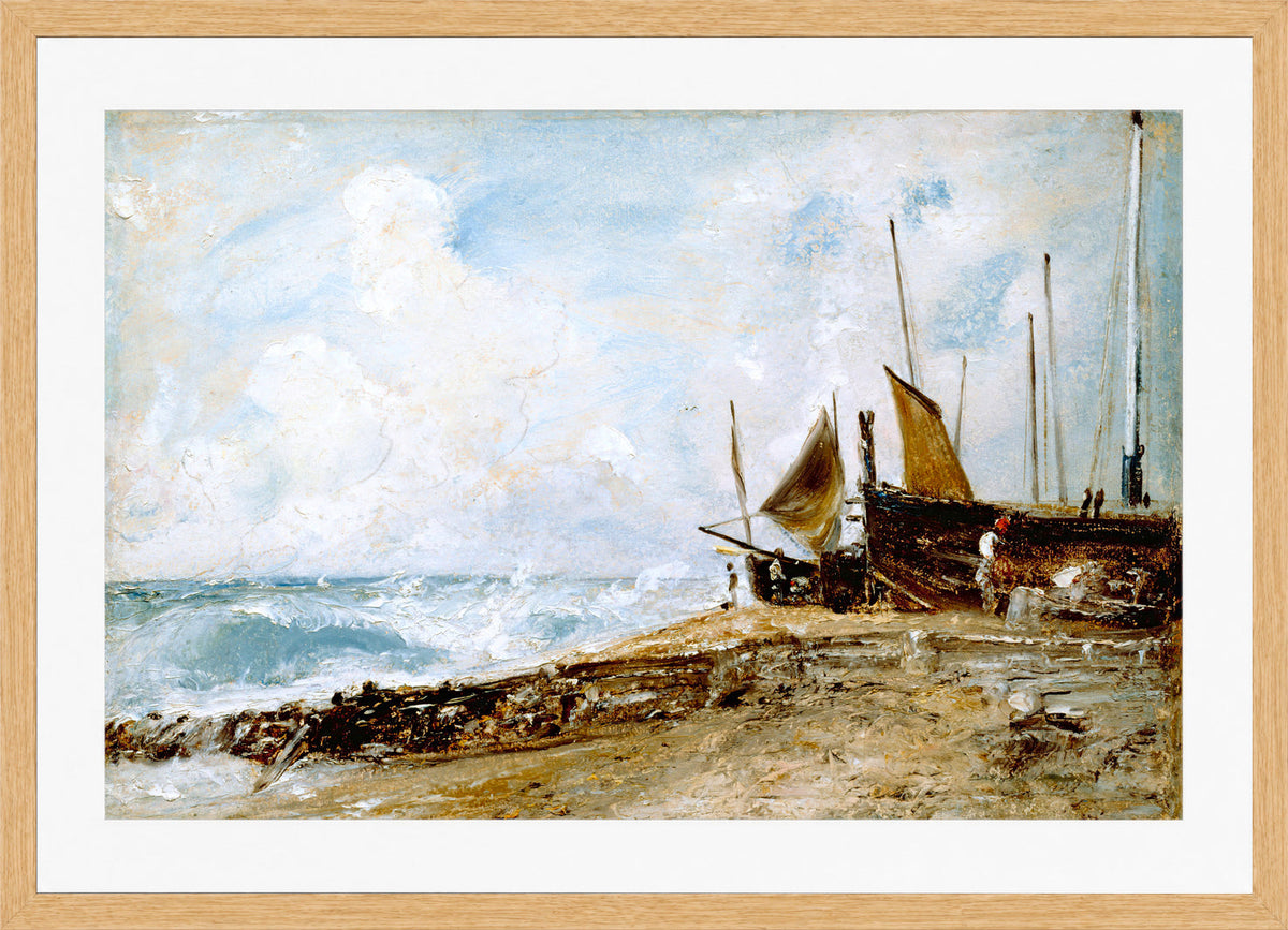 John Constable Print, Coast Scene Near Brighton (1824-1828) in an oak frame