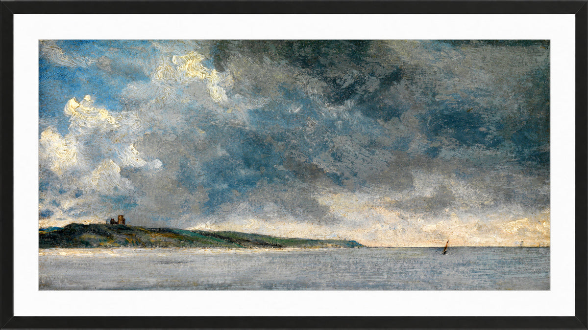 John Constable Print, Coastal Scene with Cliffs (ca in a black frame