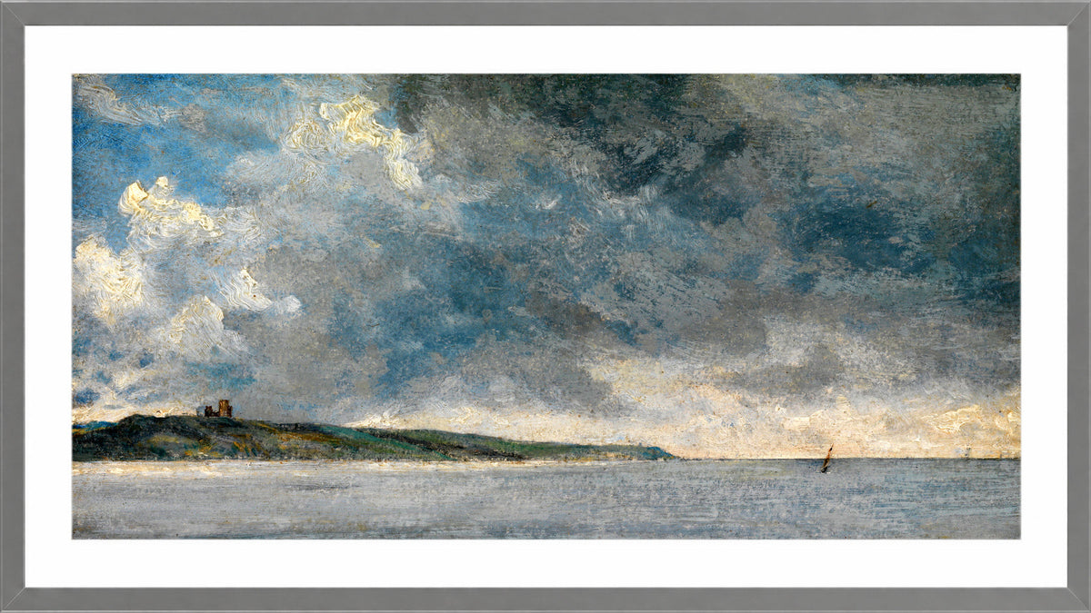 John Constable Print, Coastal Scene with Cliffs (ca in a light grey frame