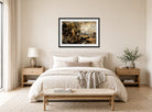 John Constable Print, Dedham Lock (1819-1820) displayed above a bed