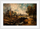 John Constable Print, Dedham Lock (1819 to 1820) in a white frame