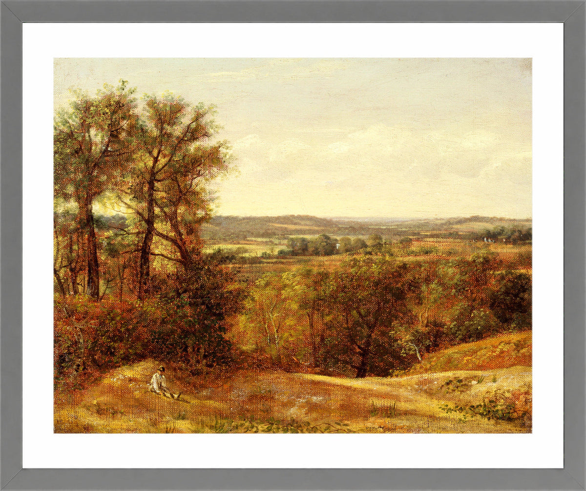 John Constable Print, Dedham Vale (1802) in a light grey frame