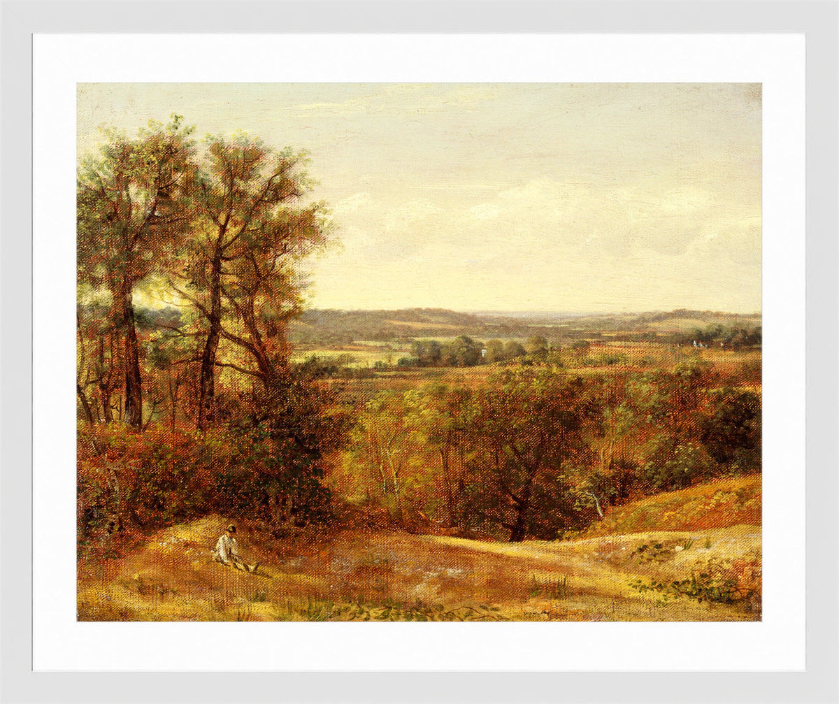 John Constable Print, Dedham Vale (1802) in a white frame