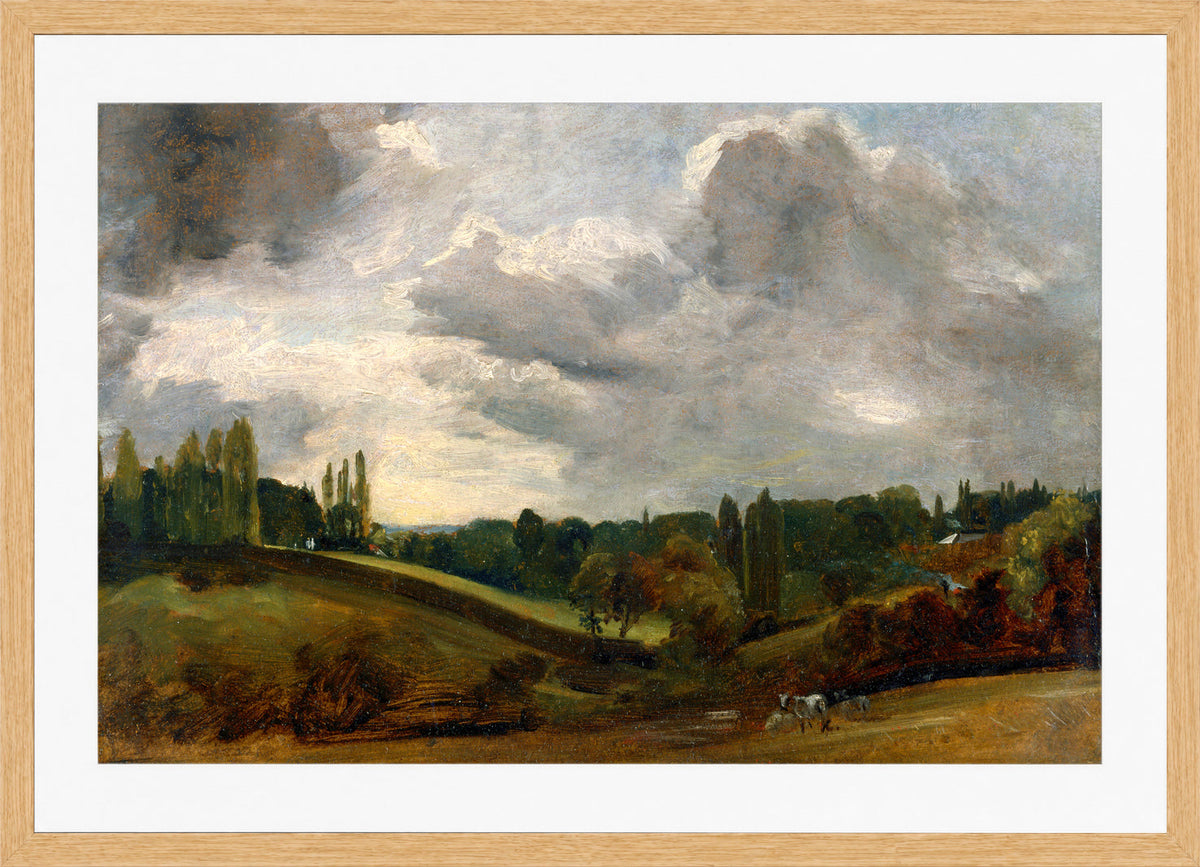 John Constable Print, East Bergholt (ca in an oak frame