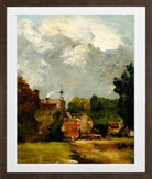 John Constable Print, East Bergholt Church (1809) in a brown frame