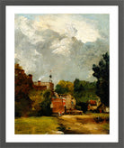 John Constable Print, East Bergholt Church (1809) in a dark grey frame