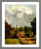 John Constable Print, East Bergholt Church (1809) in a light grey frame