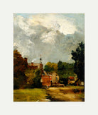 John Constable Print, East Bergholt Church (1809) with an off-white border for rolled canvas