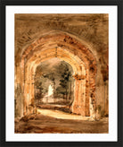 John Constable Print, East Bergholt Church, Looking Out the South Archway of the Ruined Tower (1806) in a black frame