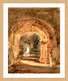 John Constable Print, East Bergholt Church, Looking Out the South Archway of the Ruined Tower (1806) in an oak frame