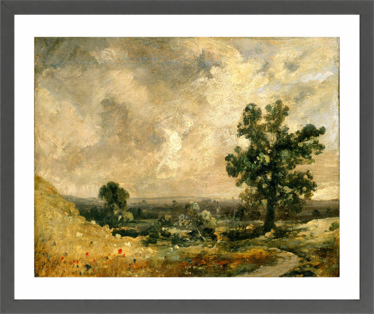 John Constable Print, English Landscape in a dark grey frame