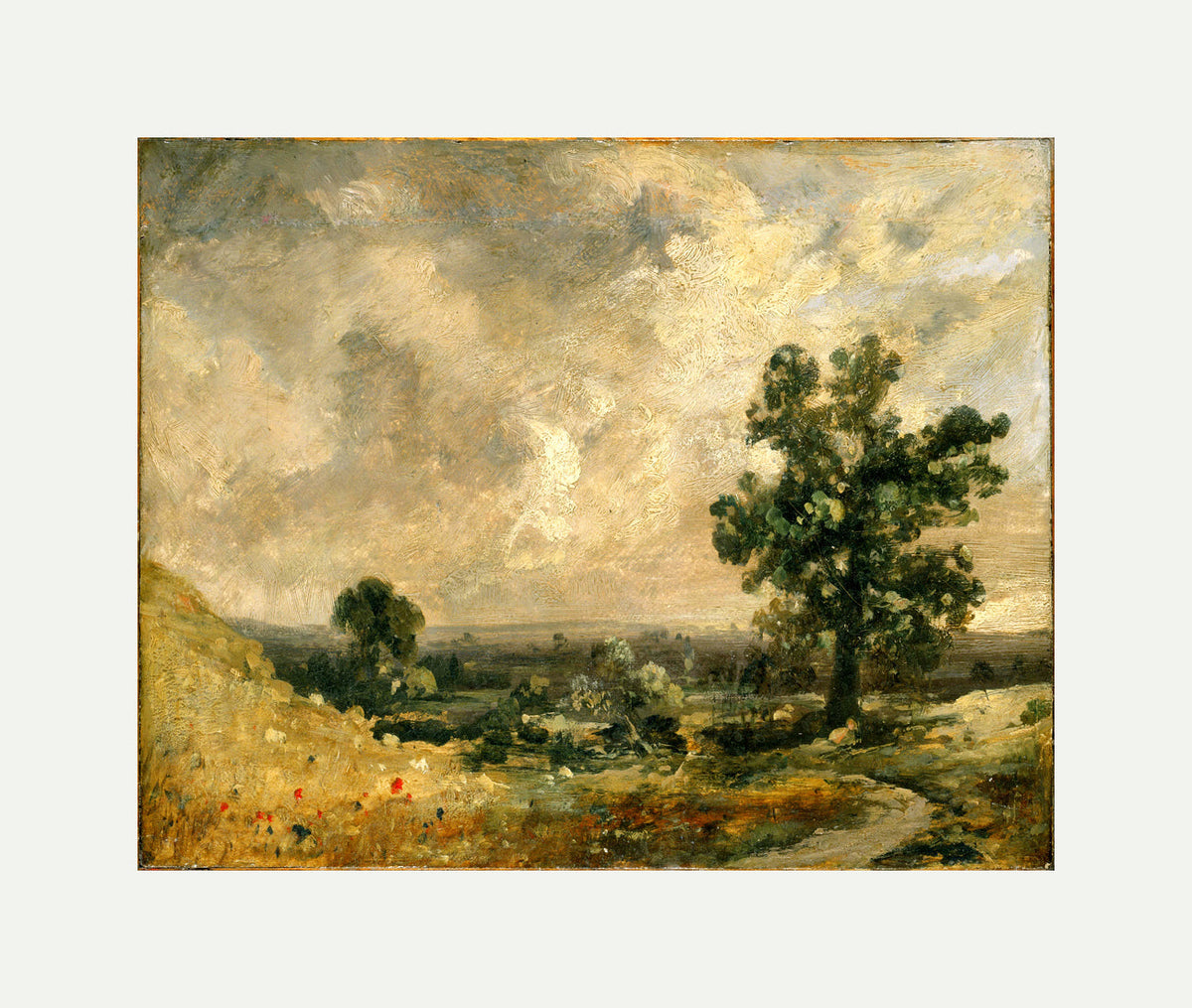 John Constable Print, English Landscape with an off-white border for rolled canvas
