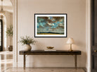 John Constable Print, Extensive Landscape with Grey Clouds (ca displayed above a console table