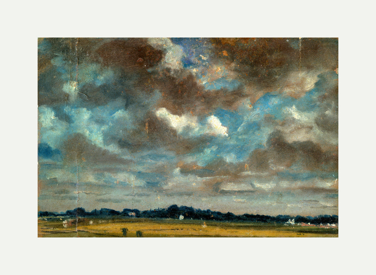 John Constable Print, Extensive Landscape with Grey Clouds (ca with an off-white border for rolled canvas