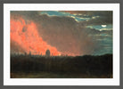 John Constable Print, Fire in London, Seen from Hampstead in a dark grey frame