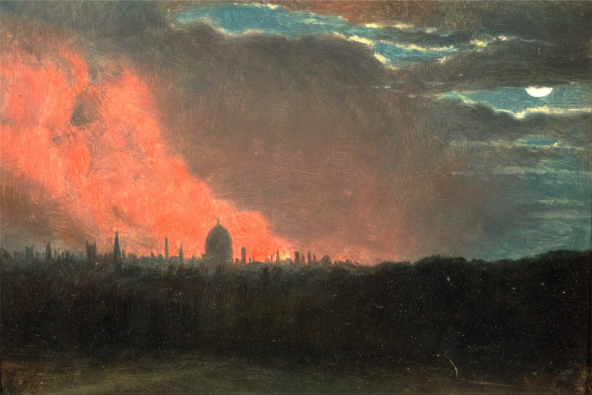 John Constable Print, Fire in London, Seen from Hampstead as an unframed print