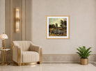 John Constable Print, Flatford Lock (1810-1811) displayed in an Art Deco interior