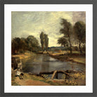 John Constable Print, Flatford Lock (1810-1811) in a dark grey frame