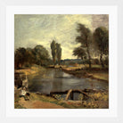 John Constable Print, Flatford Lock (1810-1811) in a white frame