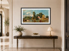 John Constable Print, Flatford Mill displayed above a console table