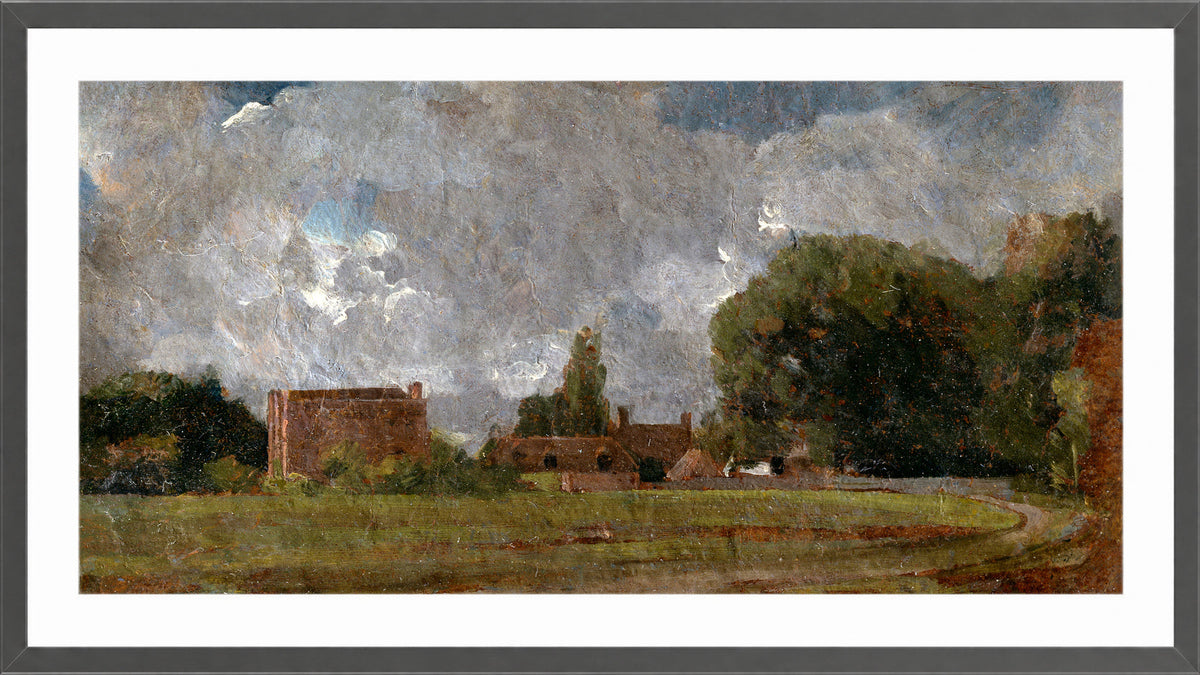 John Constable Print, Golding Constable’s House, East Bergholt; the Artist’s birthplace (1809) in a dark grey frame