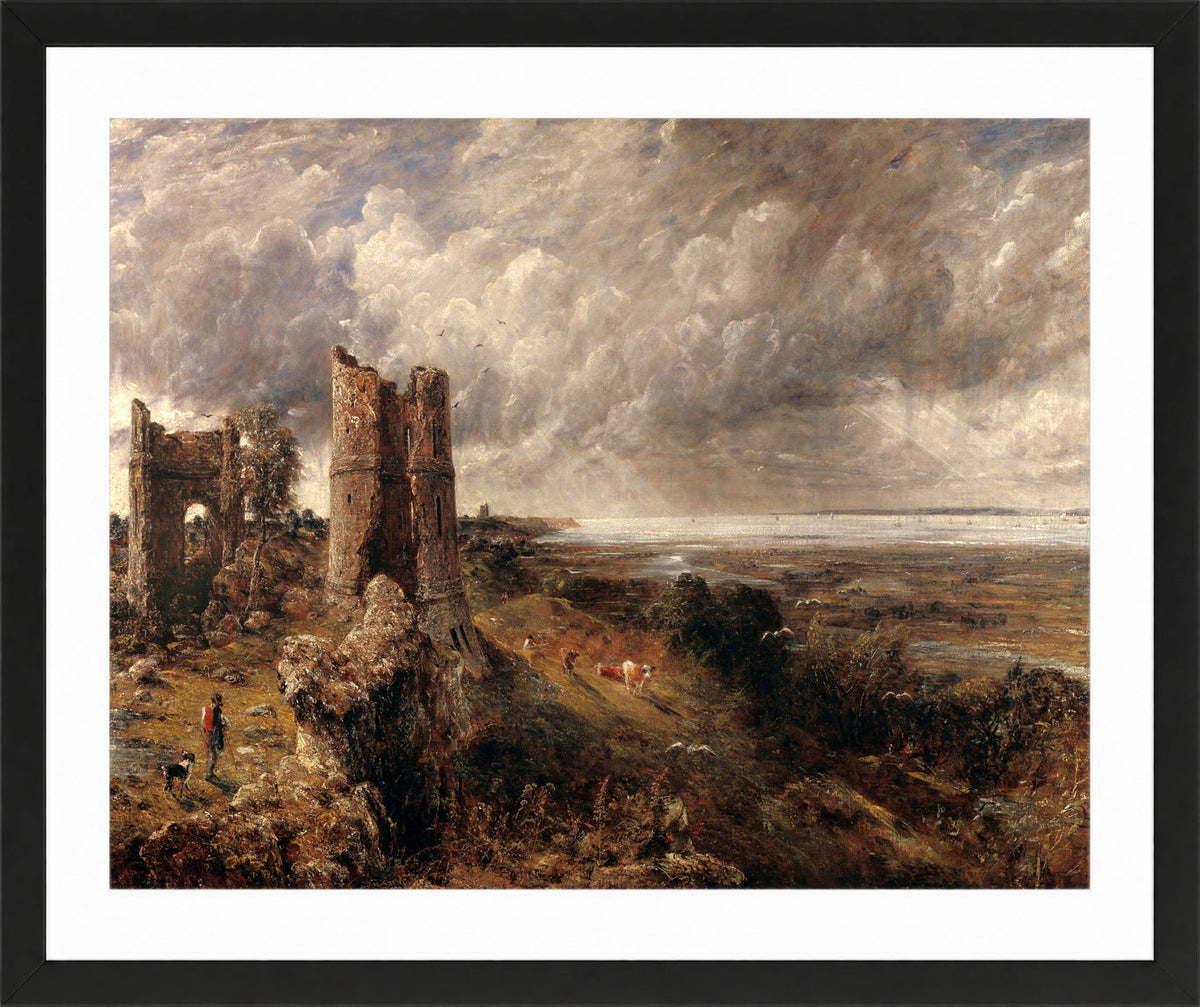 John Constable Print, Hadleigh Castle, The Mouth of the Thames–Morning after a Stormy Night (1829) in a black frame
