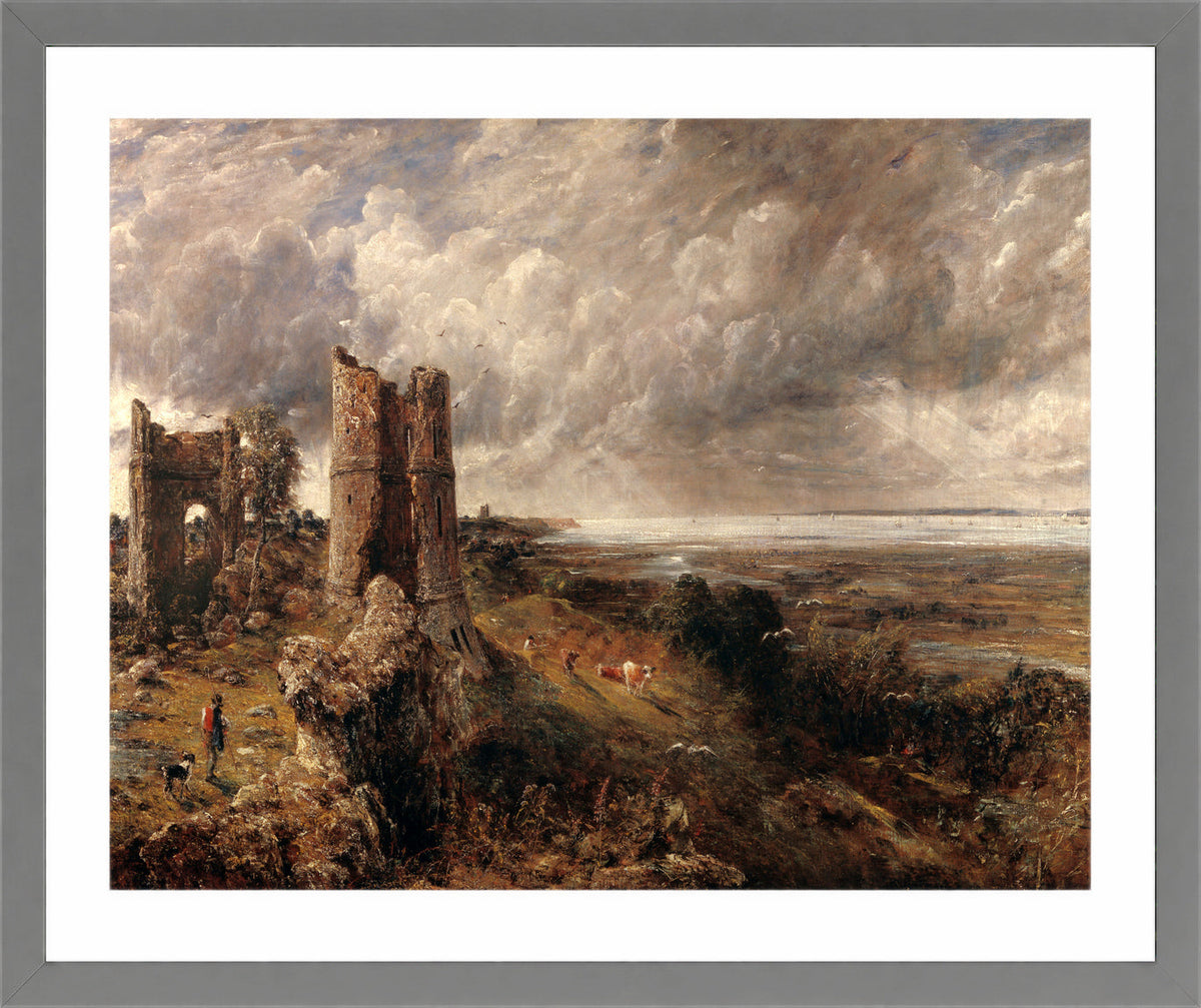 John Constable Print, Hadleigh Castle, The Mouth of the Thames–Morning after a Stormy Night (1829) in a light grey frame
