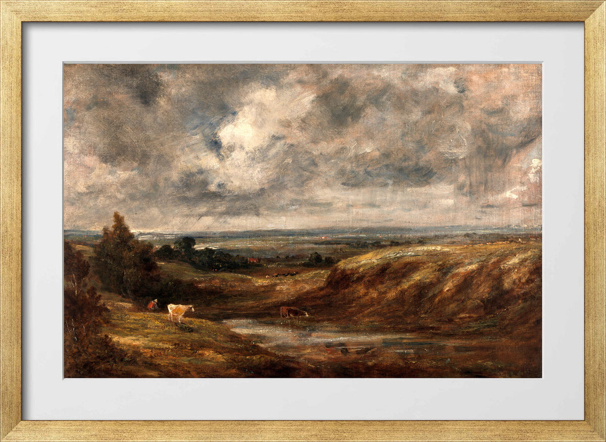 John Constable Print, Hampstead Heath (1825-1830) in a gold frame