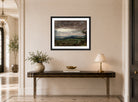 John Constable Print, Hampstead Heath, Looking Toward Harrow (1821-1822) displayed above a console table