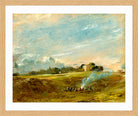 John Constable Print, Hampstead Heath, with a Bonfire (ca in an oak frame