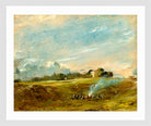 John Constable Print, Hampstead Heath, with a Bonfire (ca in a white frame