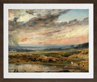 John Constable Print, Hampstead Heath, with Pond and Bathers (1821) in a brown frame