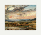 John Constable Print, Hampstead Heath, with Pond and Bathers (1821) with an off-white border for rolled canvas