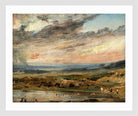 John Constable Print, Hampstead Heath, with Pond and Bathers (1821) in a white frame
