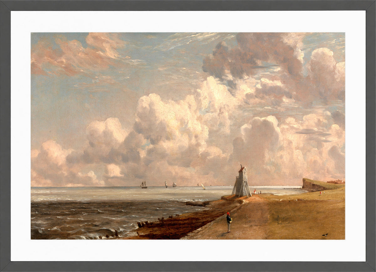 John Constable Print, Harwich- The Low Lighthouse and Beacon Hill (ca in a dark grey frame
