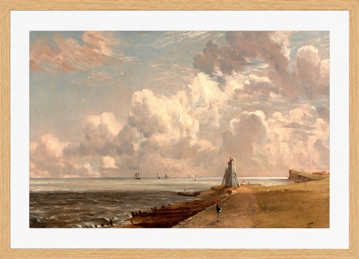 John Constable Print, Harwich- The Low Lighthouse and Beacon Hill (ca in an oak frame