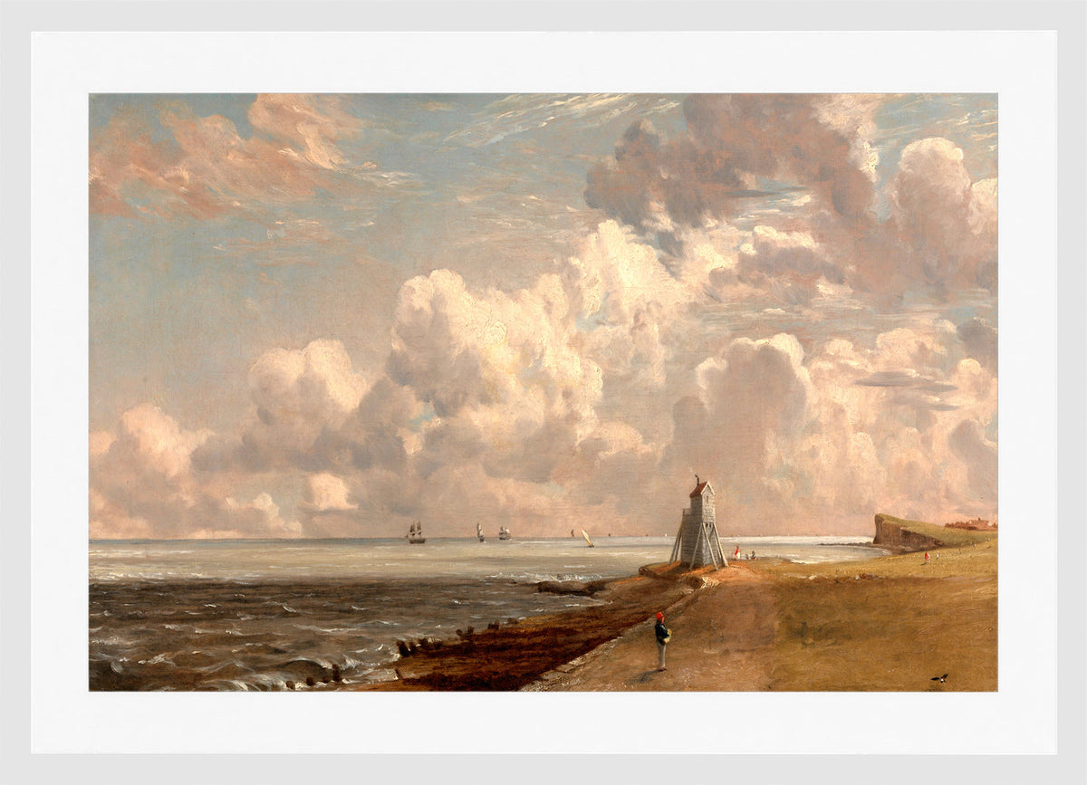 John Constable Print, Harwich- The Low Lighthouse and Beacon Hill (ca in a white frame