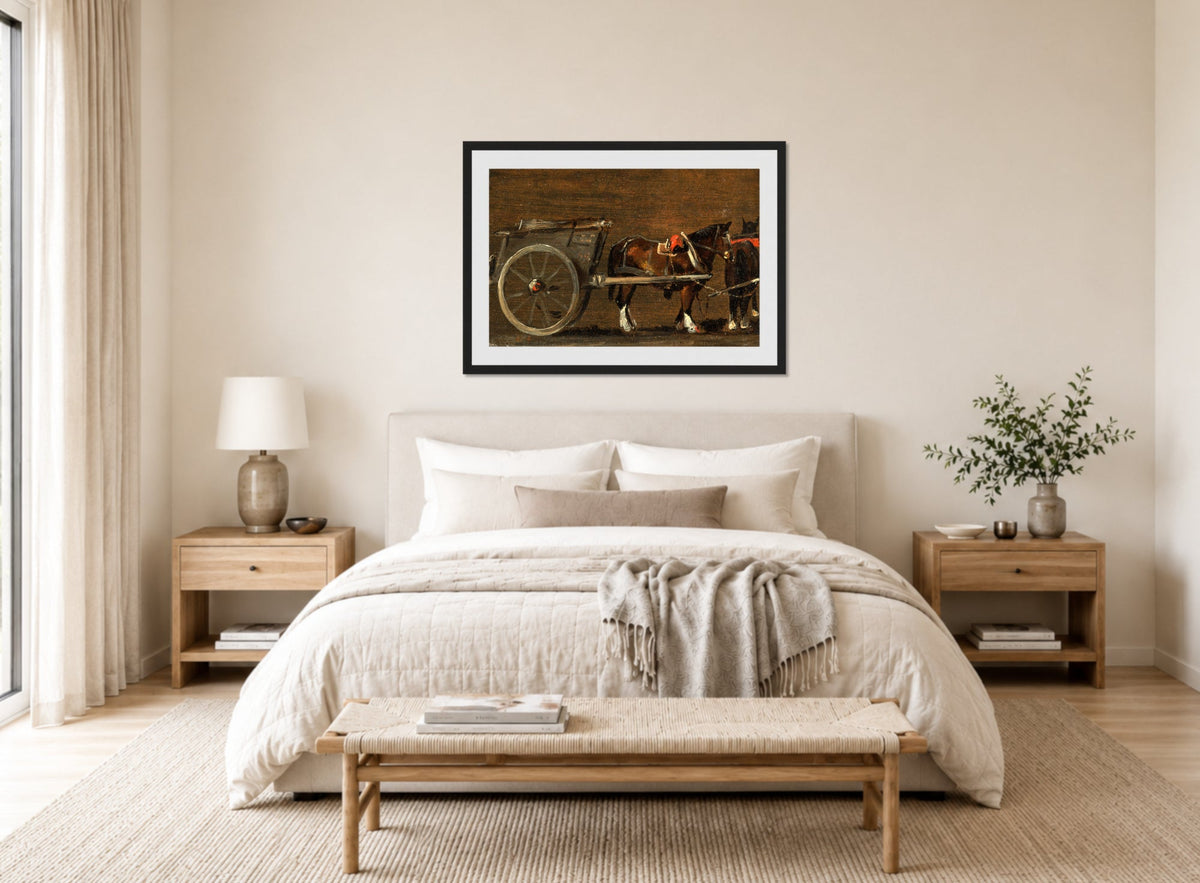 John Constable Print, Horse and Cart (ca displayed above a bed